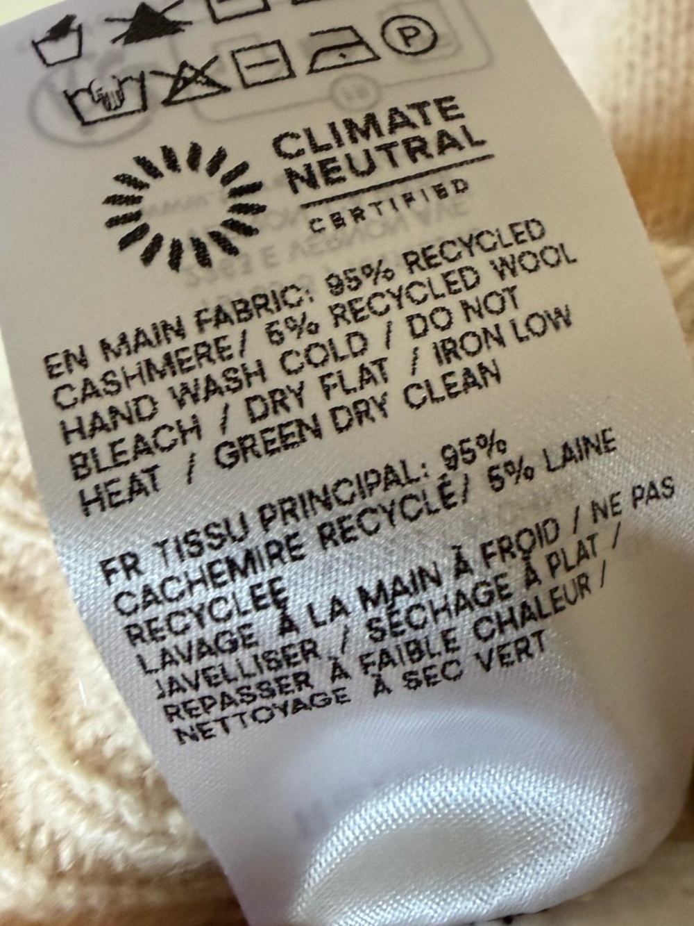 Reformation Cream Crewneck Boyfriend Cashmere Sweater Tan Size Small - Picture 7 of 7